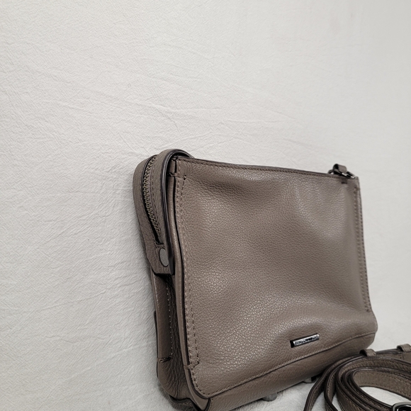 Rebecca Minkoff Avery Crossbody Bag Taupe Leather Gunmetal Hardware - Picture 14 of 16